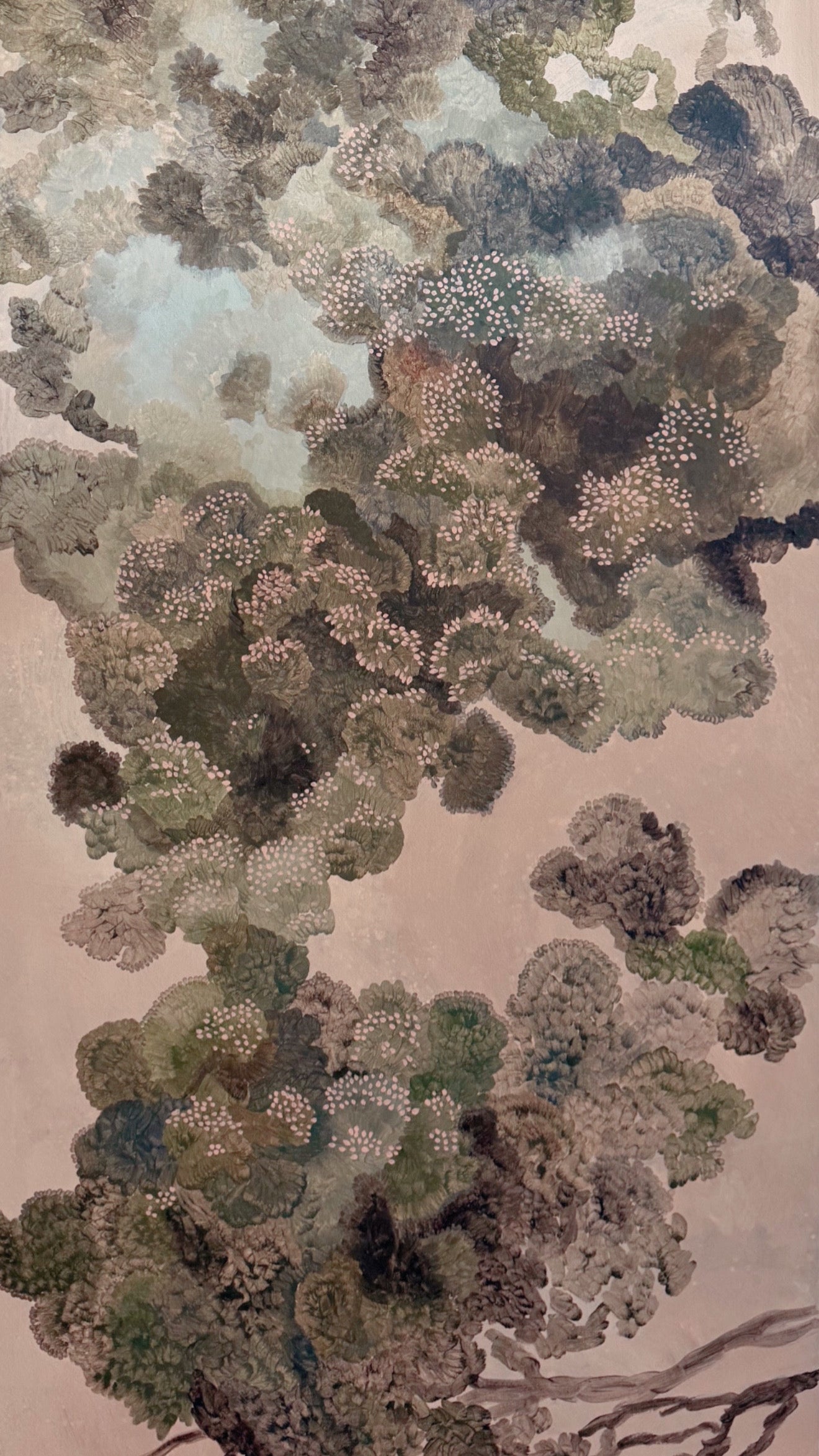 "Prima" lush abstract plant life oil painting on canvas 88" x 42"