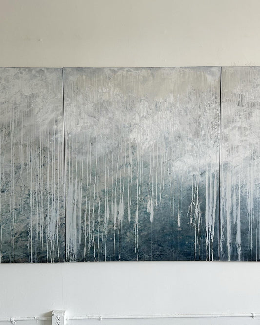 "Mermaid Lace"  triptych acrylic and oil on 3 canvases