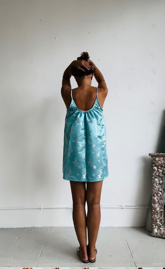 THE CASTELLO SHORTY (100% reversible dress)  Aqua and Ice Blue