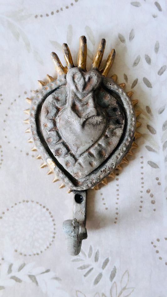 Heavy Metal Sacred Heart Hook with patina
