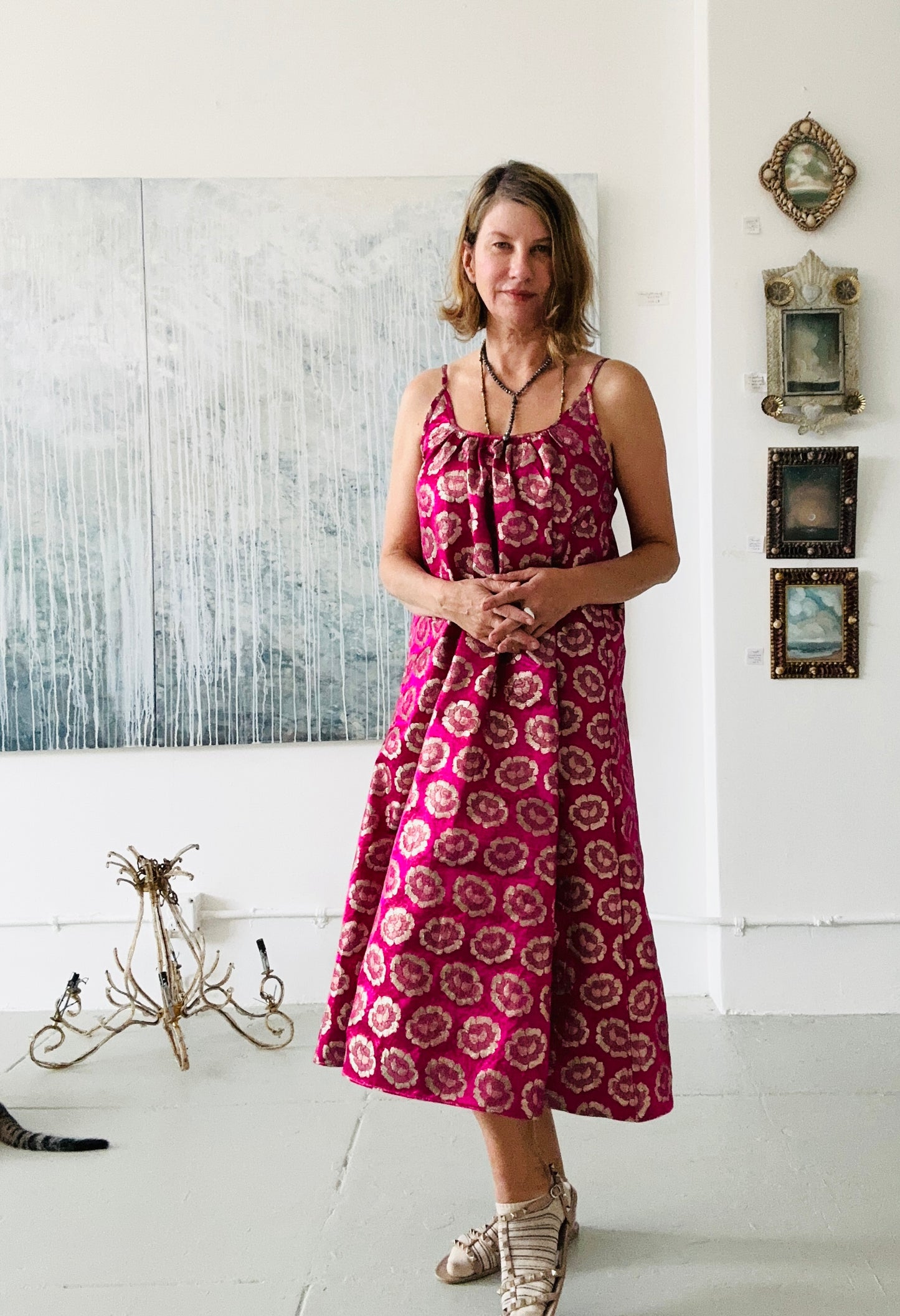The "COLETTE" Dress Hot Pink Indian fabric