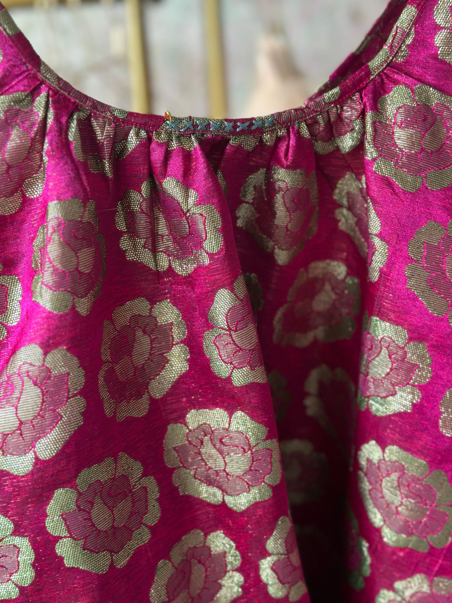 The "COLETTE" Dress Hot Pink Indian fabric