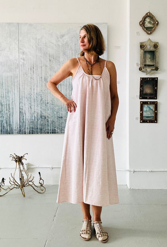 THE CASTELLO DRESS (pale pink cotton)