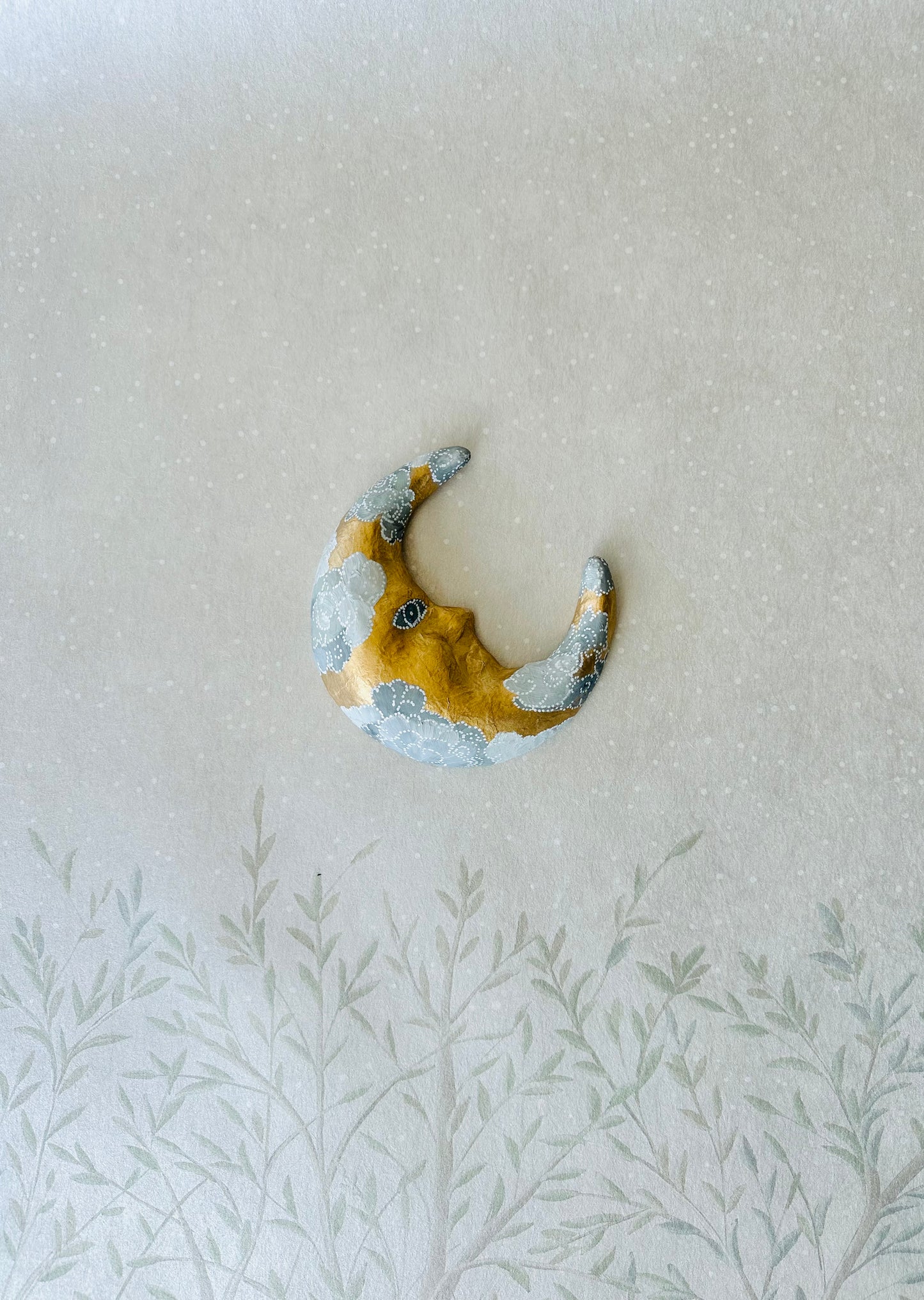 Painted Paper Mache Crescent Moon