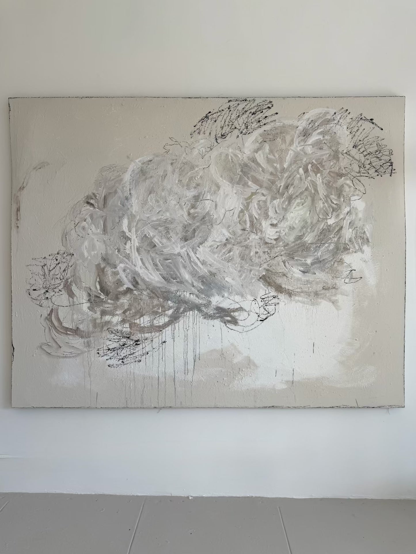 "Ephemeral Whispers" 70" x 97" acrylic and oil on vintage canvas