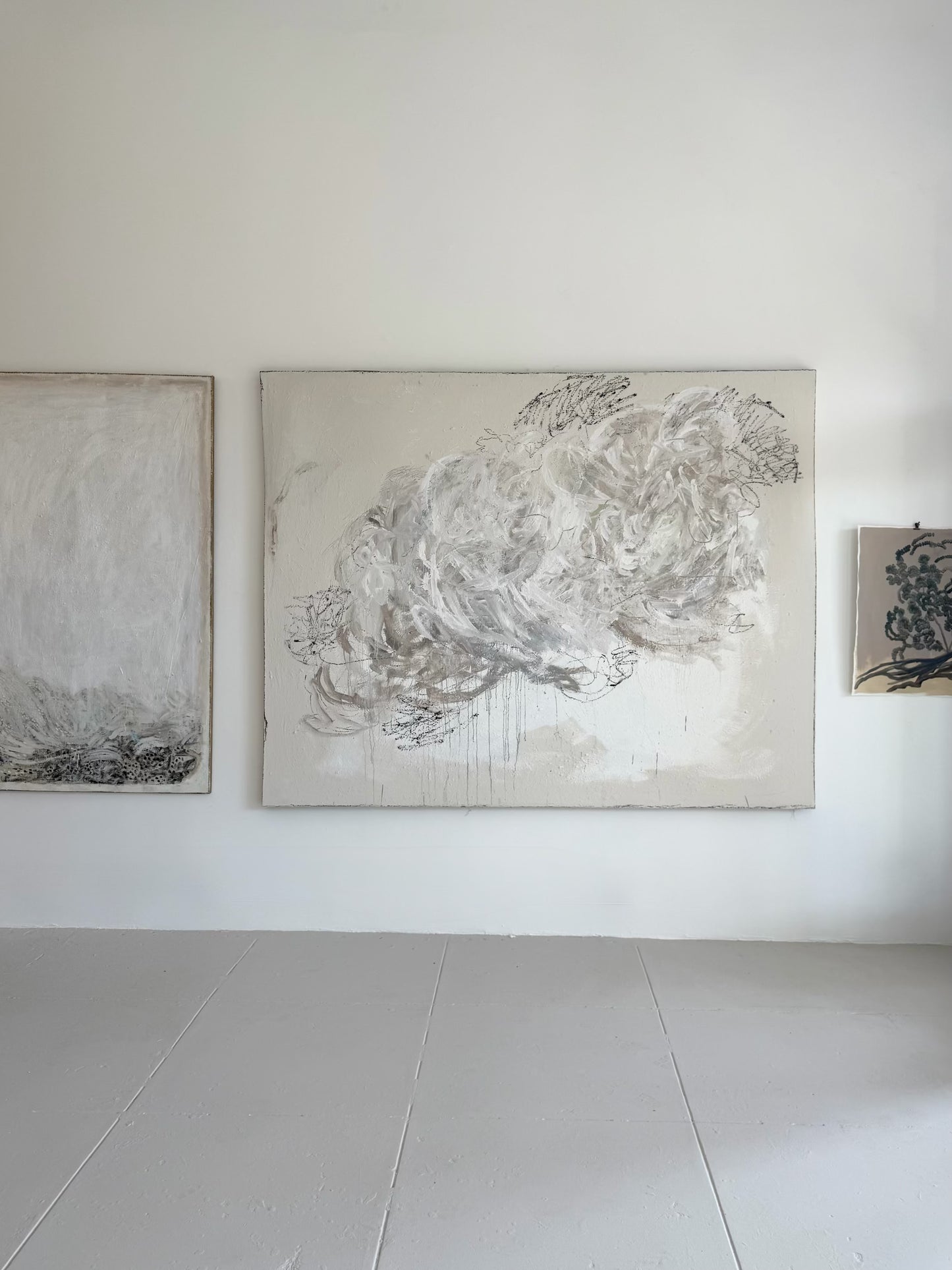 "Ephemeral Whispers" 70" x 97" acrylic and oil on vintage canvas