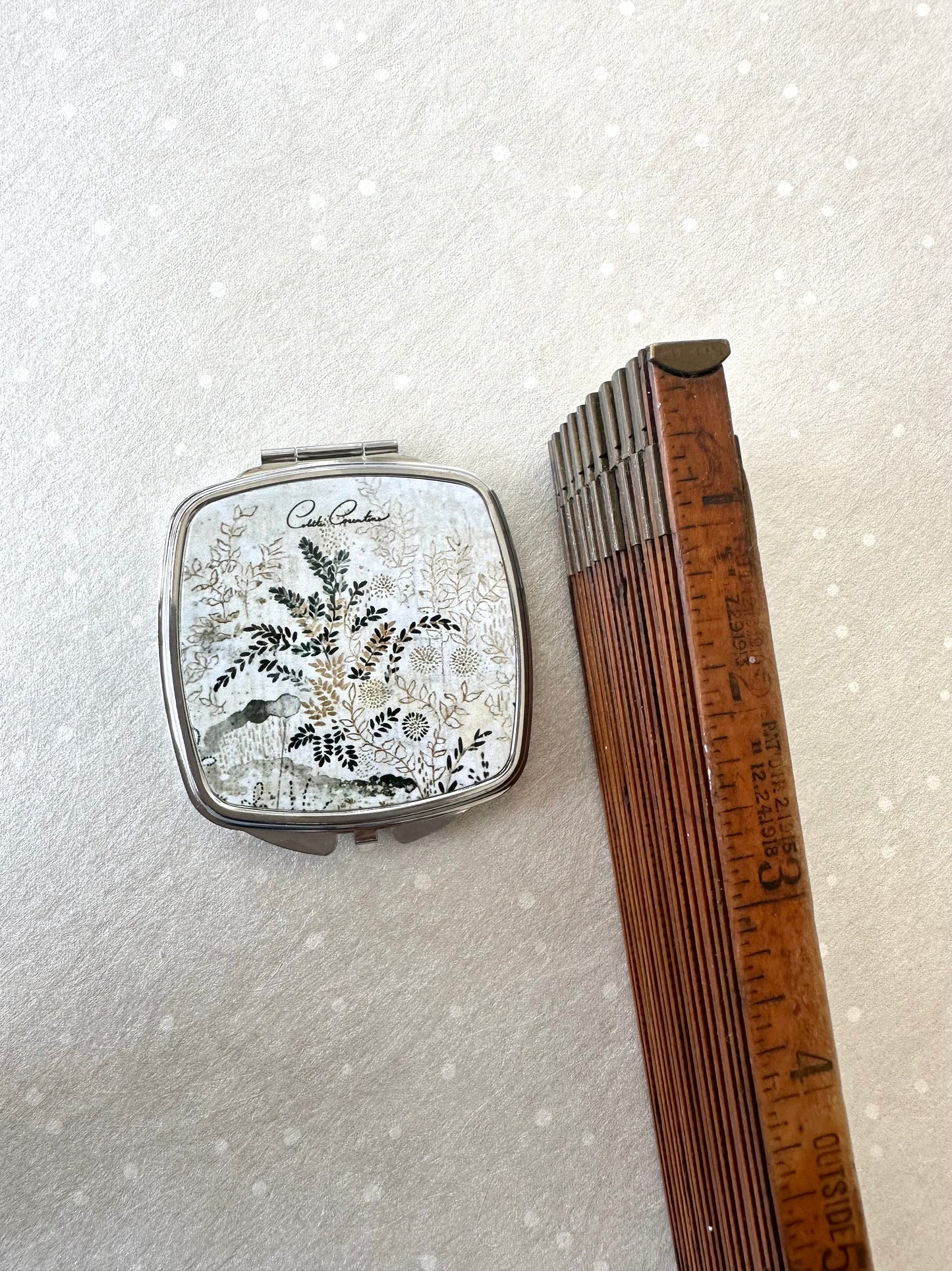 Compact Mirror with Garden Scene by Colette Cosentino