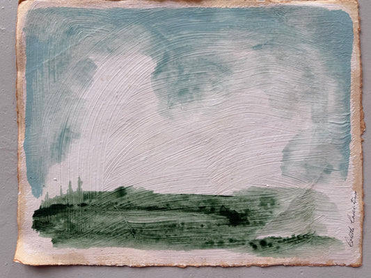 "Green Pastures II" abstract landscape