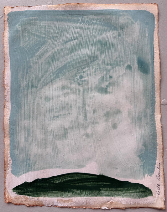 "Green Pastures" Abstract Colorfield Landscape in Robin's Egg  Blue and Green