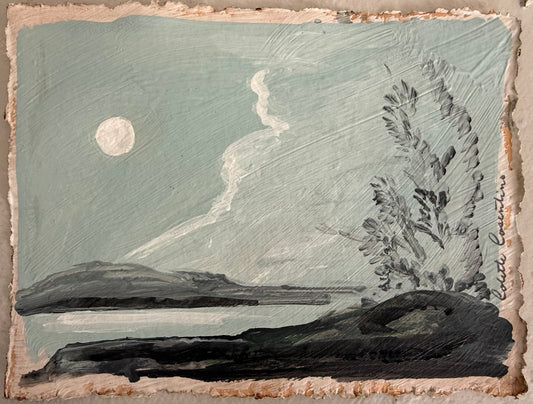 "Just Waiting" seascape in blue 9" x 12"