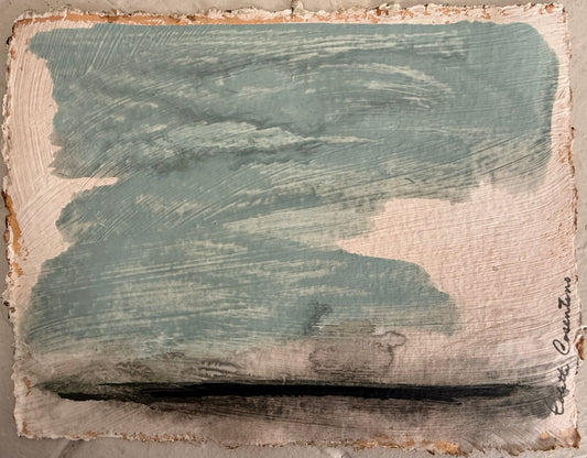 "Changing" 9" x 12" moody abstract landscape in blue