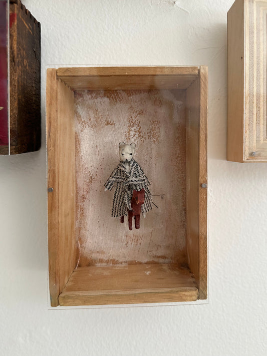 Night Ride Mixed Media Assemblage 4” x 6” x 2”  Virginia Mc Cracken