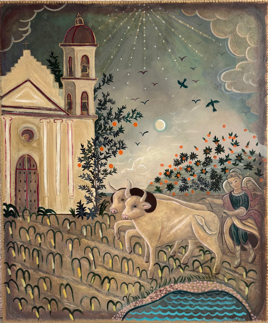 Plow and Angel 72" x 60" acrylic on canvas