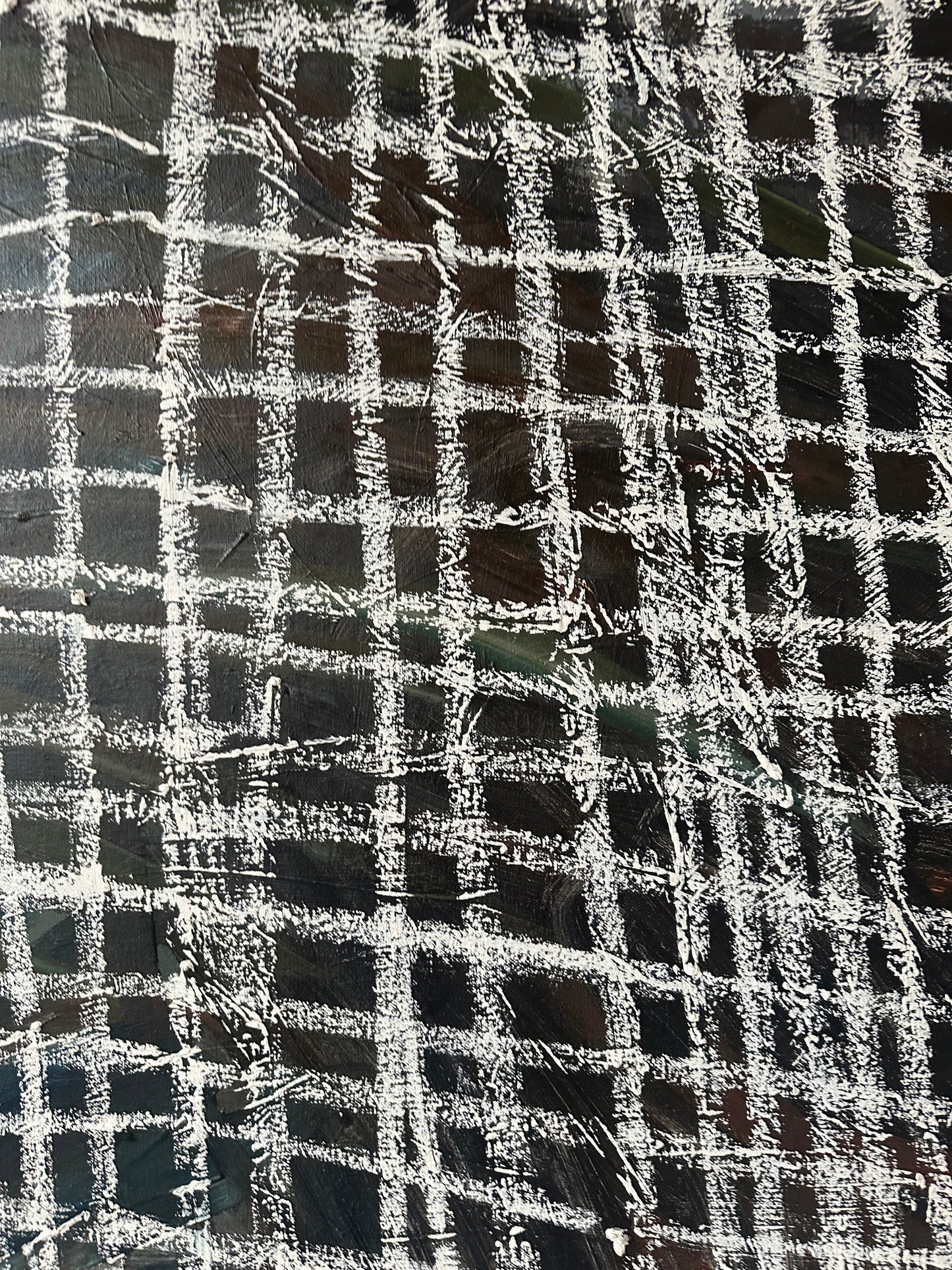 "Ties" black and white abstract oil painting on canvas