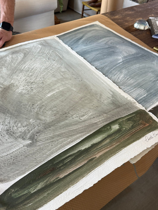 2 30" x 22abstract landscapes on Arches watercolor paper"