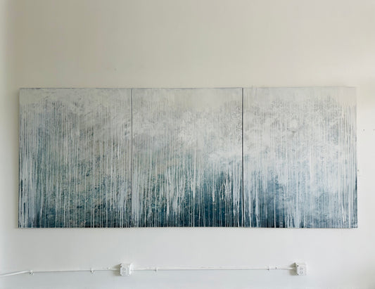 "Mermaid Lace"  triptych acrylic and oil on 3 canvases