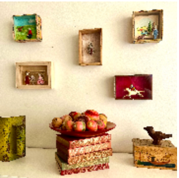 Night Ride Mixed Media Assemblage 4” x 6” x 2”  Virginia Mc Cracken