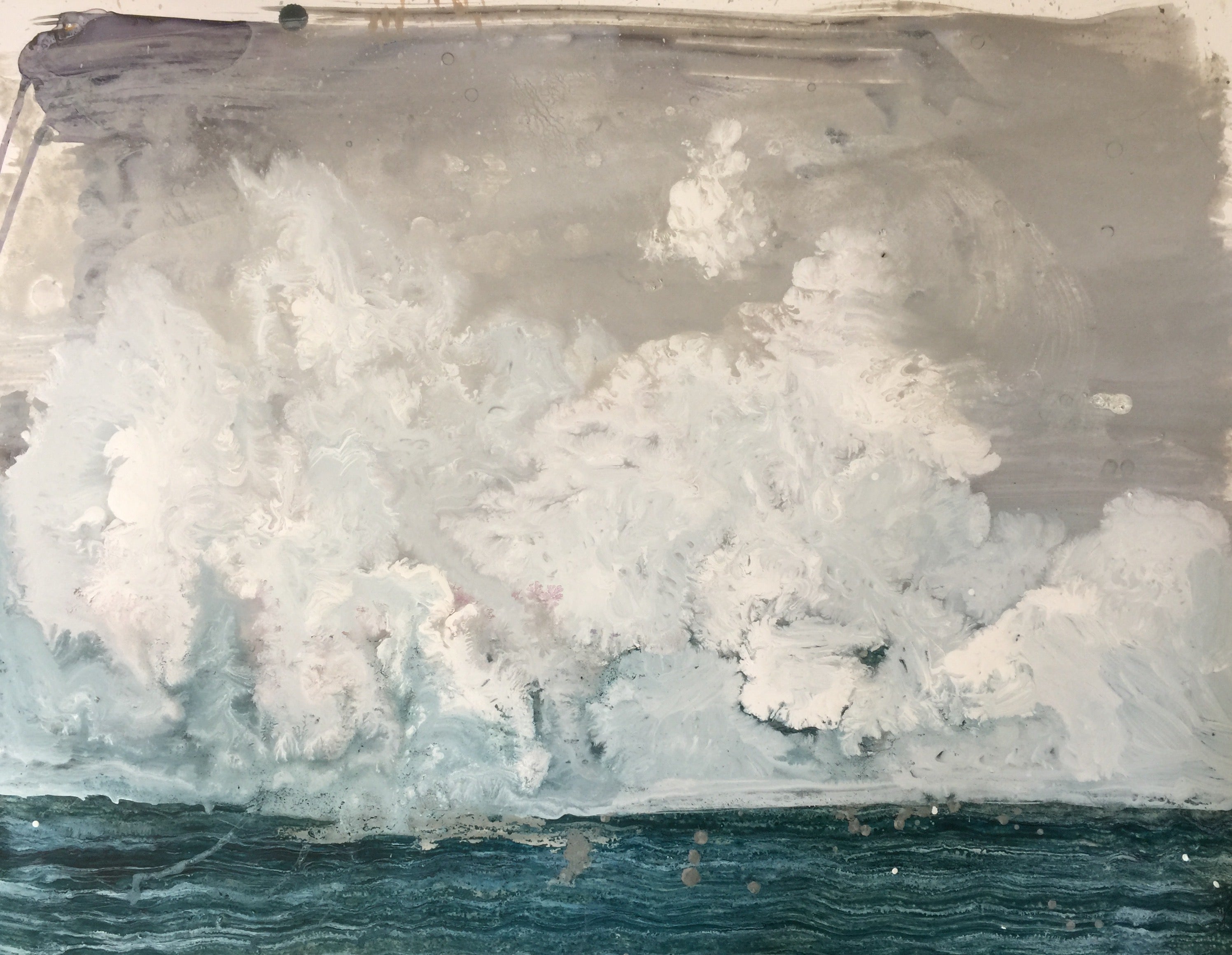 seascape clouds moody skies painting warm gray art interior wall art designer artwork ocean beach sea seaside art moody white blue muted pale dark european seas artful cloudscape oil painting acrylic painting vintage californian coastal decor beach house