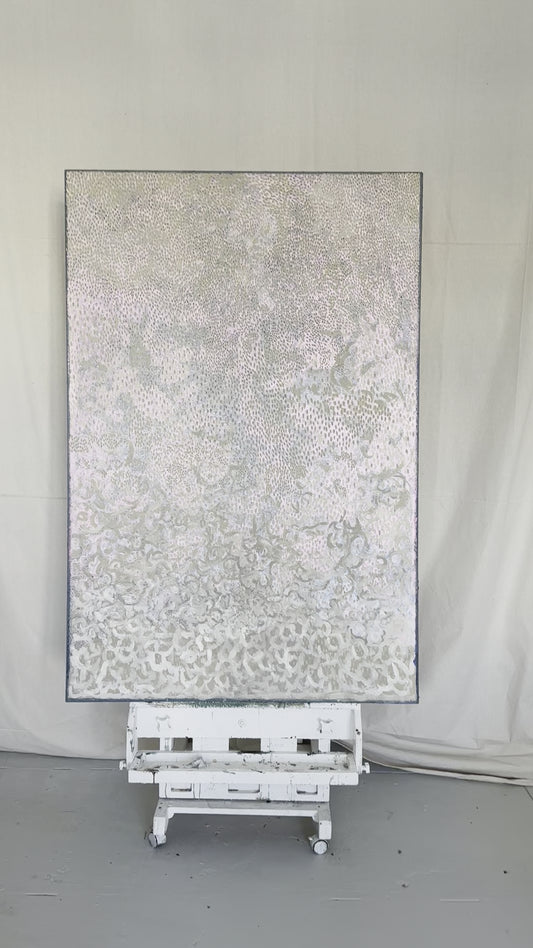 "Pearl" a pink and beige abstract painting in oil on deep edge canvas