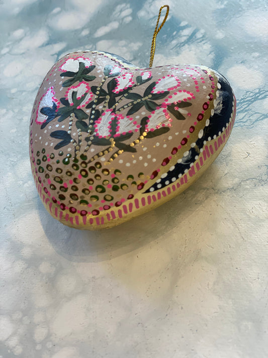 Pink and White Poppy Hand Painted Ornament