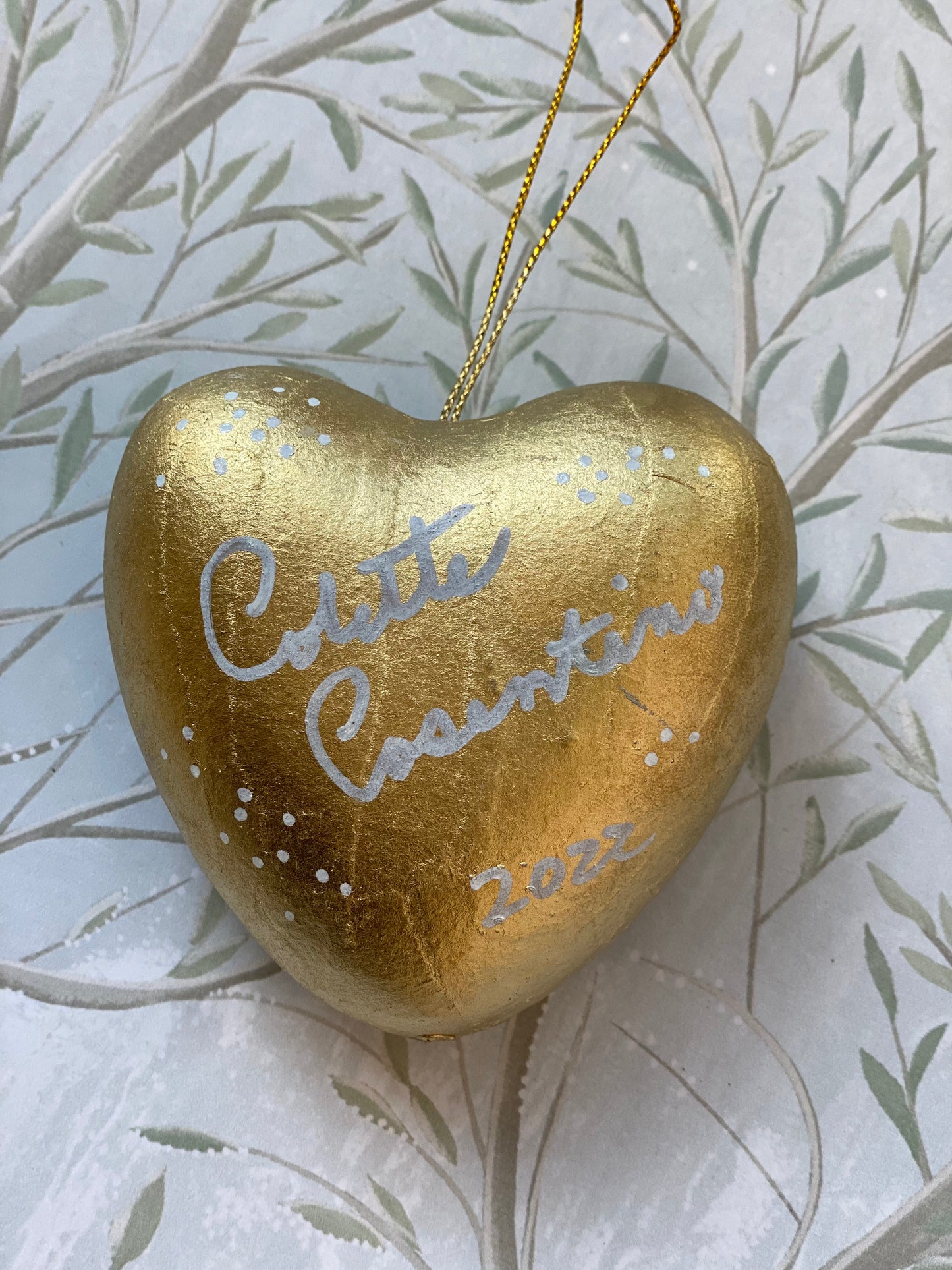 Tree of Life Hand Painted Holiday Ornament, Heart Shaped