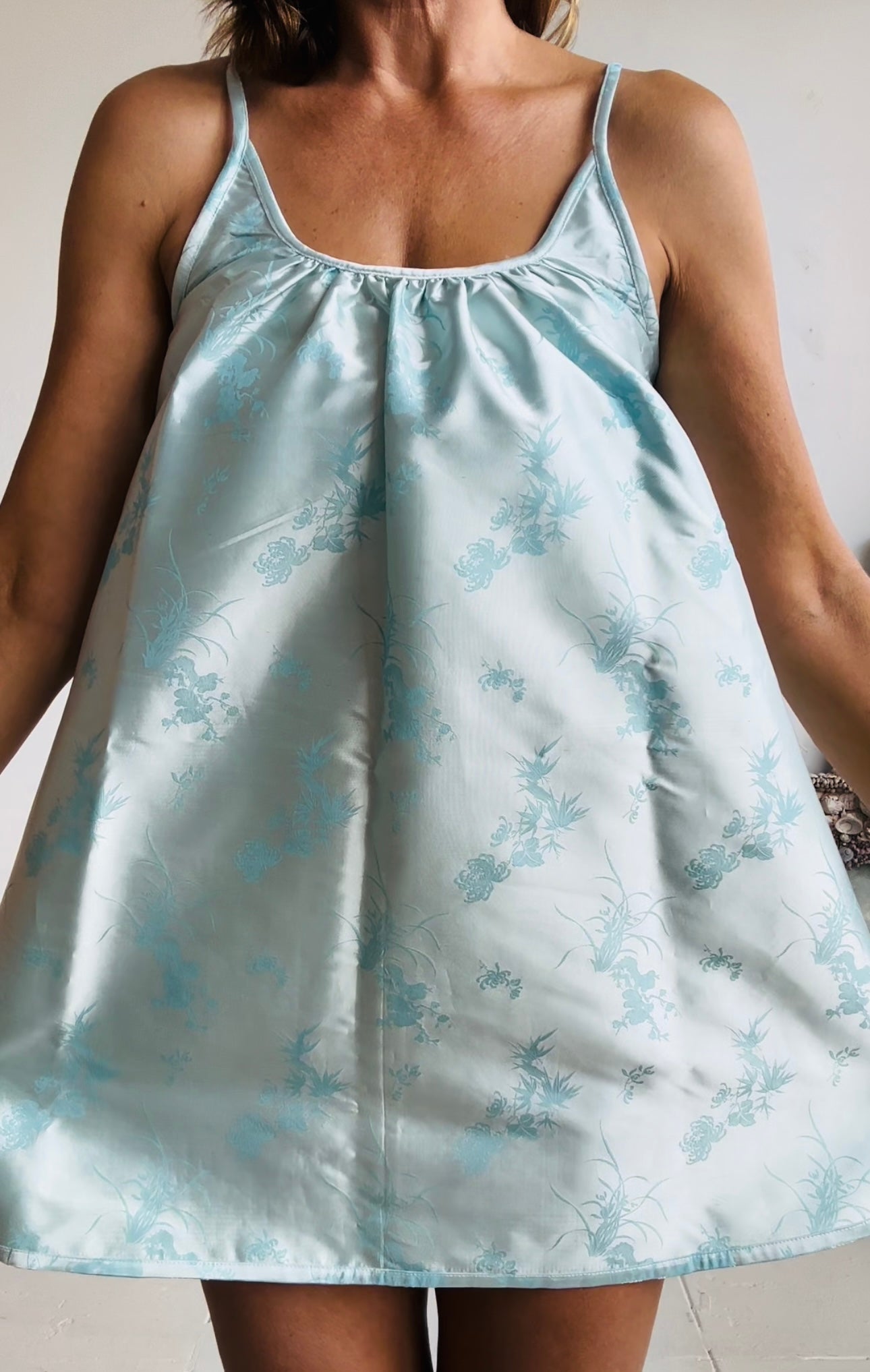 THE CASTELLO SHORTY (100% reversible dress)  Aqua and Ice Blue