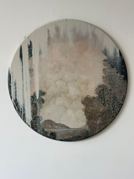 "Mesmerized" round abstract landscape