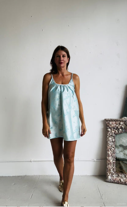 THE CASTELLO SHORTY (100% reversible dress)  Aqua and Ice Blue