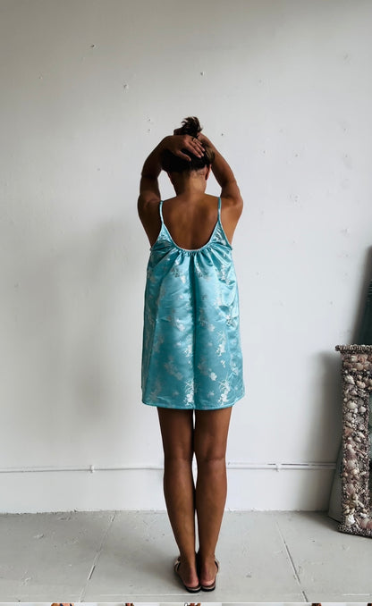 THE CASTELLO SHORTY (100% reversible dress)  Aqua and Ice Blue