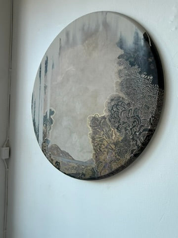 "Mesmerized" round abstract landscape