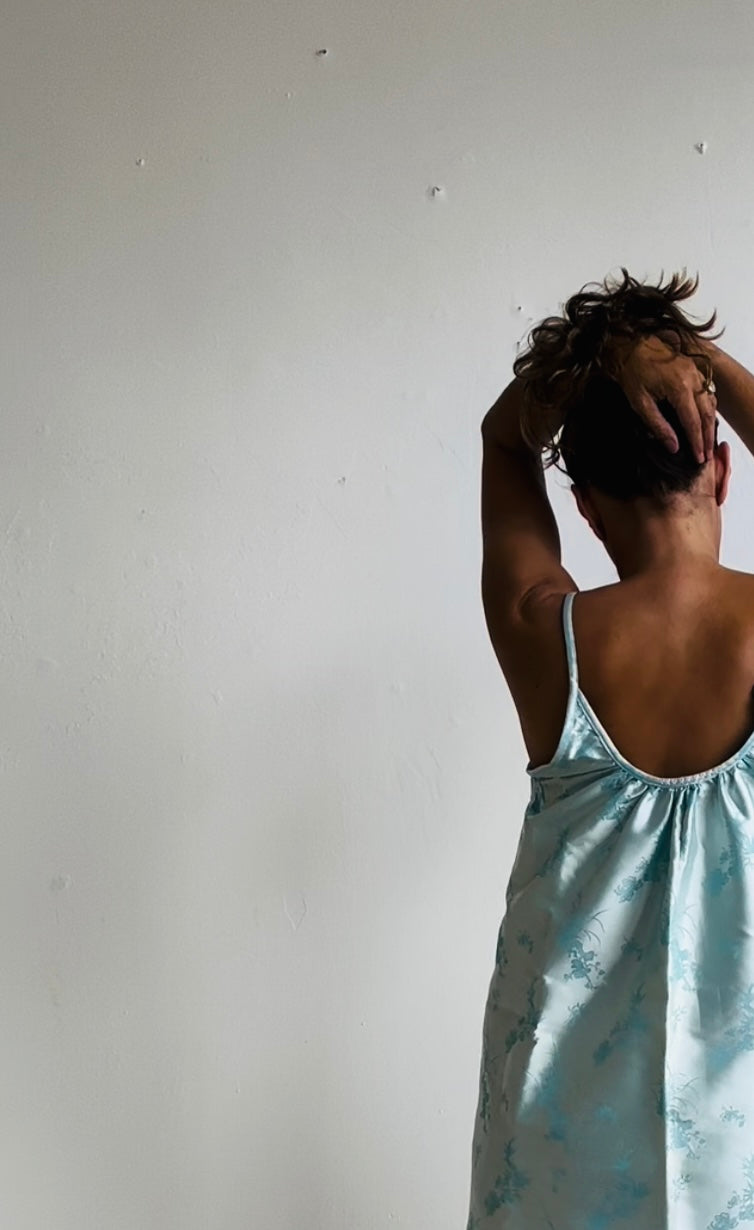 THE CASTELLO SHORTY (100% reversible dress)  Aqua and Ice Blue