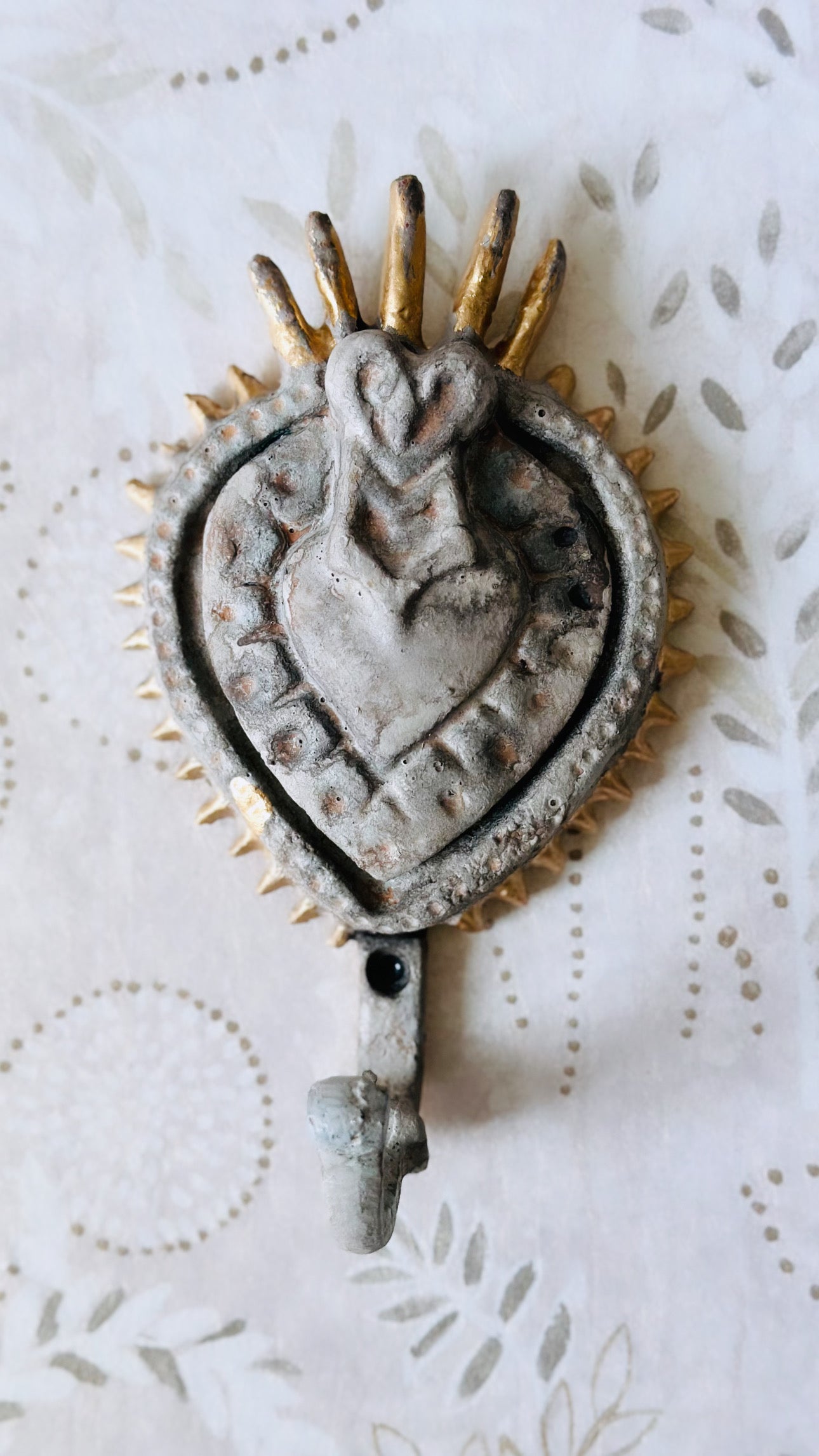 Heavy Metal Sacred Heart Hook with patina