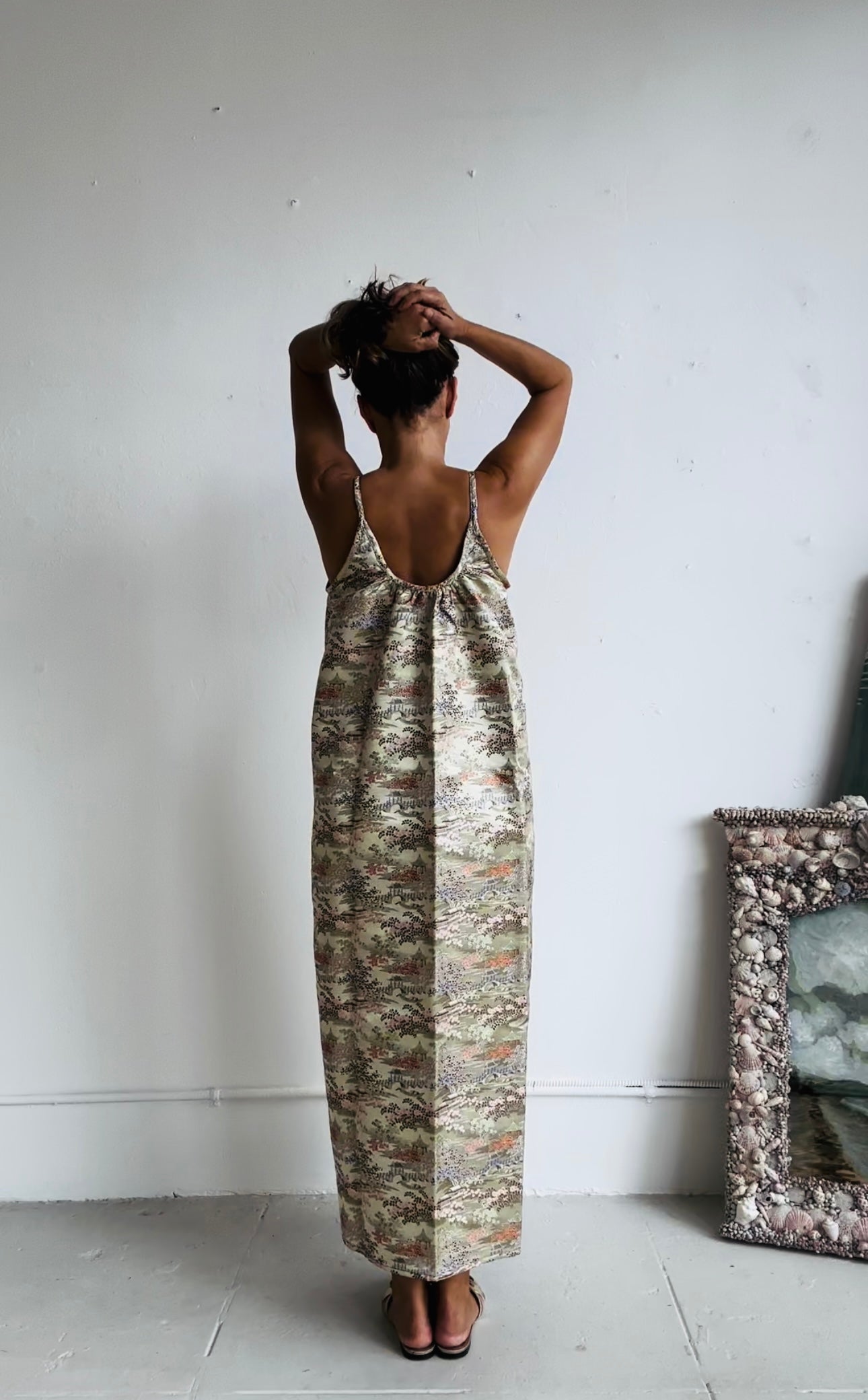 The CASTELLO GOWN (100% reversible) Floor Length Champagne print and Stripes