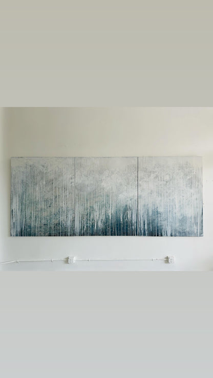 "Mermaid Lace"  triptych acrylic and oil on 3 canvases