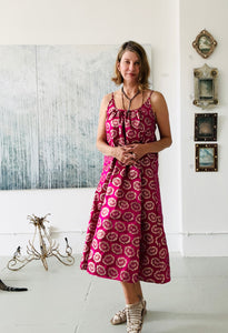 The "COLETTE" Dress   Hot Pink Indian fabric