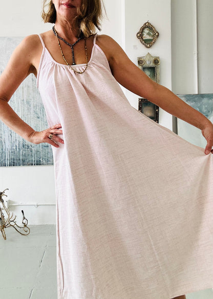 THE CASTELLO DRESS (pale pink cotton)