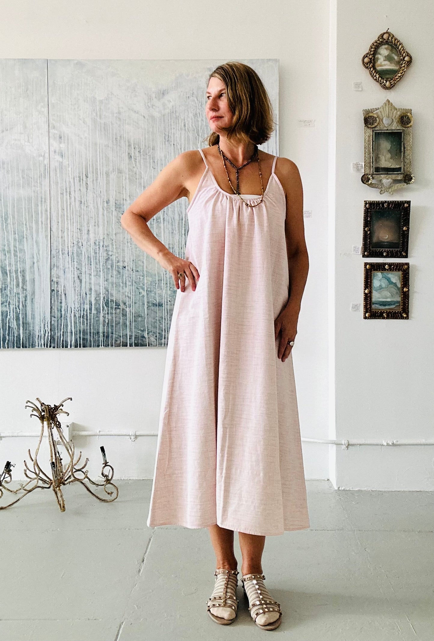 THE CASTELLO DRESS (pale pink cotton)