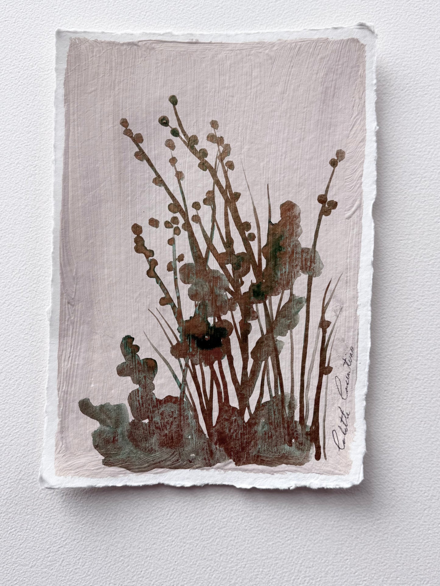 Painting of Willows and foliage on handmade paper