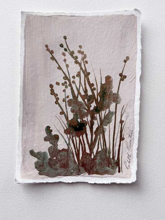 Painting of Willows and foliage on handmade paper