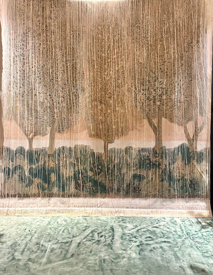 "Paradiso" Painting of Trees, foliage, horizon line of the sea on loose canvas