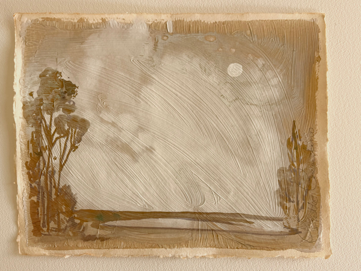 Bucolic landscape painted on handmade paper