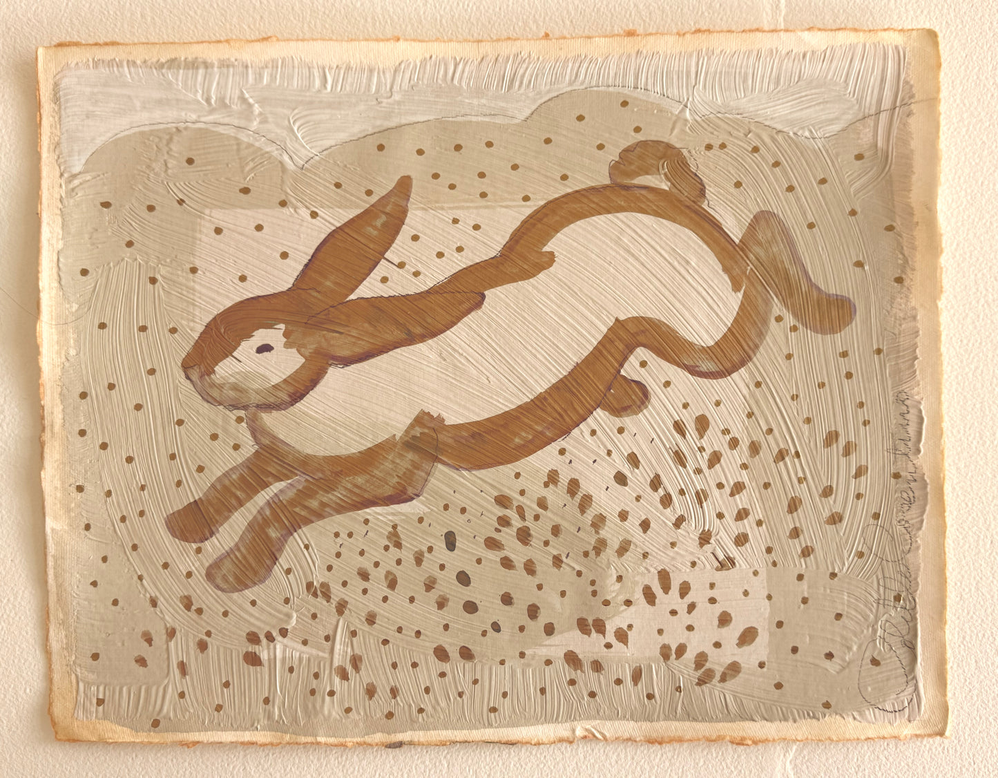 Painting of a Rabbit on handmade paper