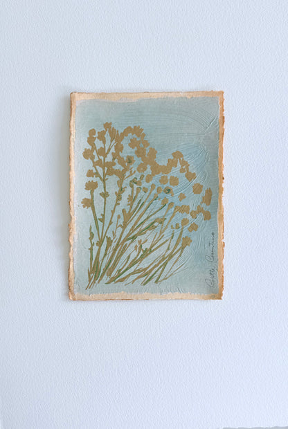 Wild floral sprigs on handmade paper