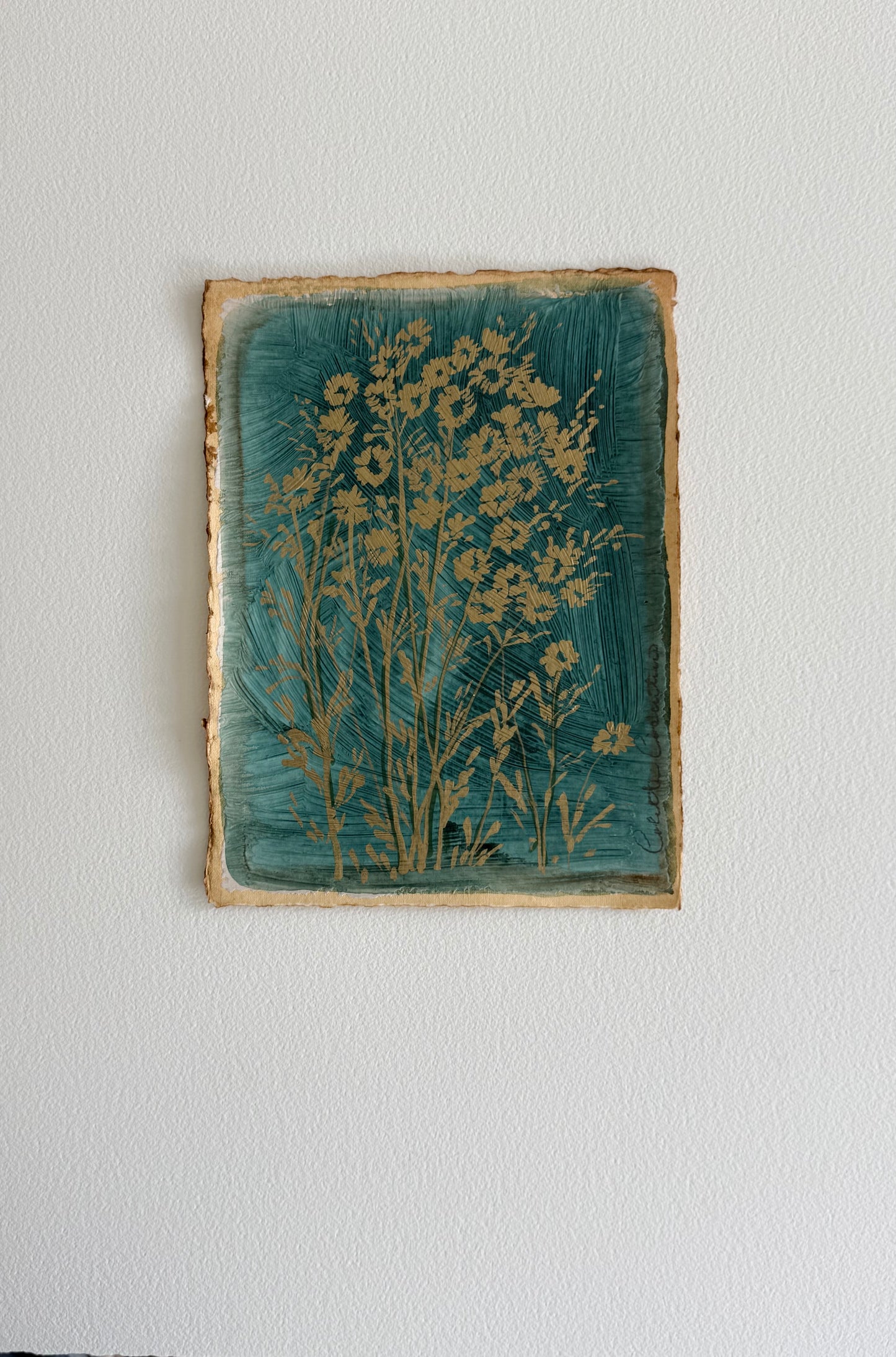 Wild floral sprigs on handmade paper
