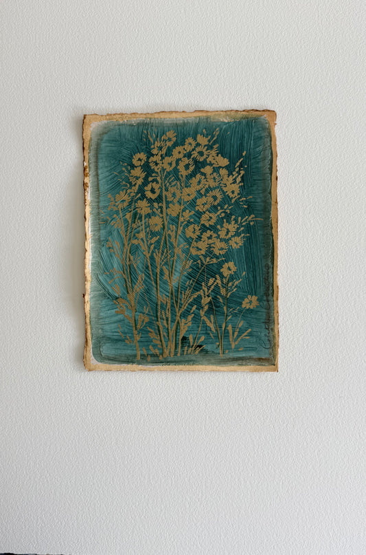 Wild floral sprigs on handmade paper
