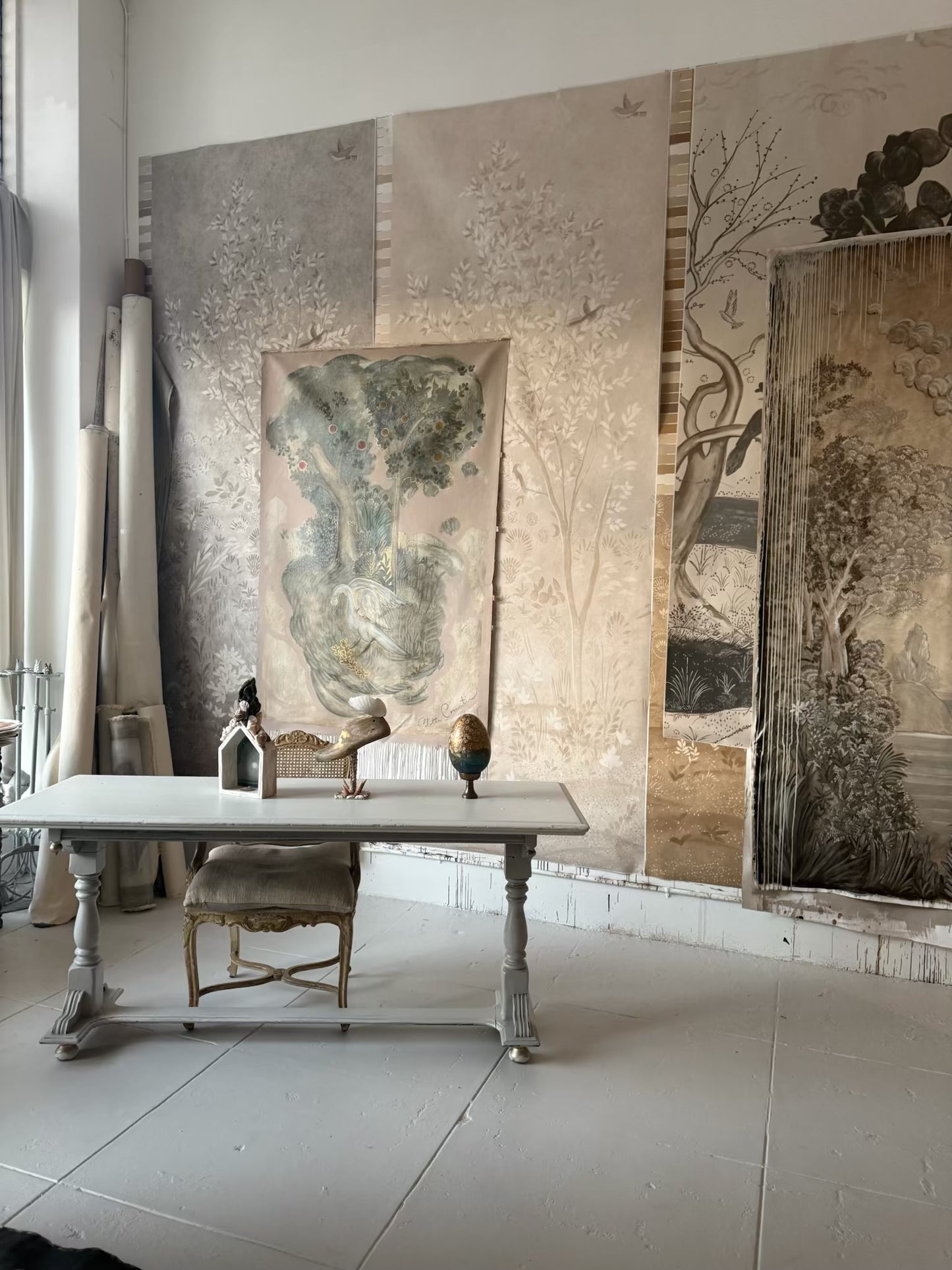 "The Dancing Swan" 85" x 50" Oil and Arcylic on Loose Canvas