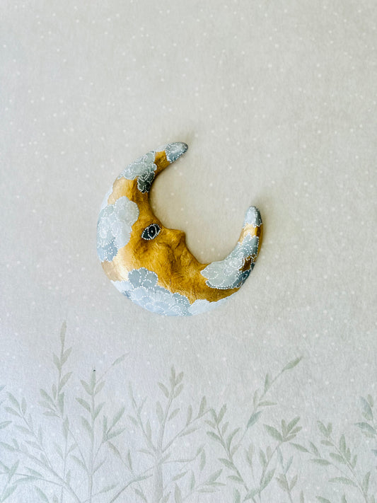 Painted Paper Mache Crescent Moon