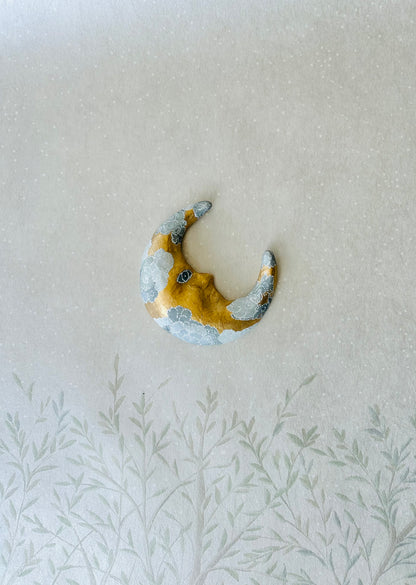 Painted Paper Mache Crescent Moon