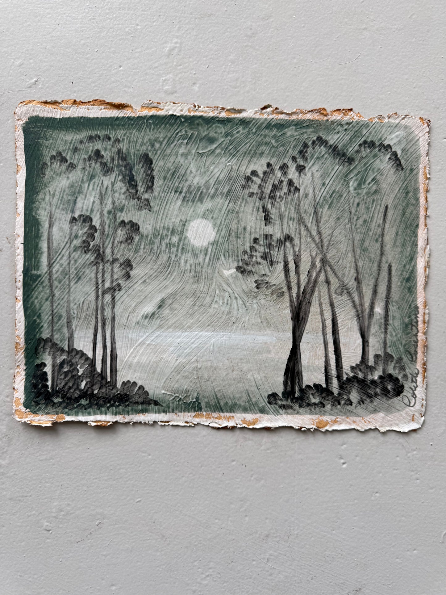 "Time" nocturne landscape on paper 9 x 12