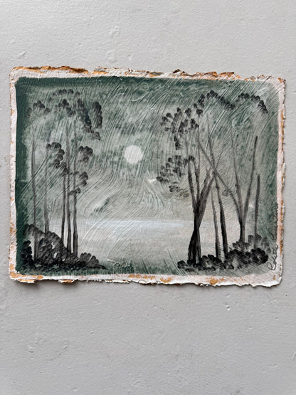 "Time" nocturne landscape on paper 9 x 12